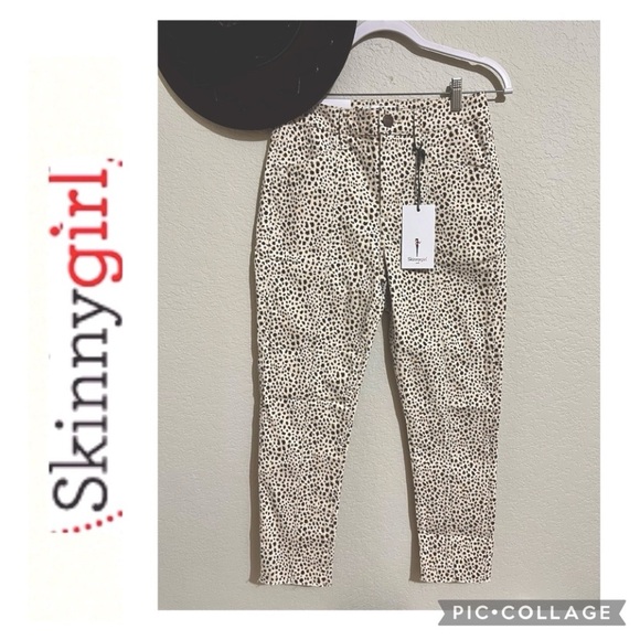 NEW SKINNYGIRL REAGAN HIGH-RISE ANKLE SKINNY JEANS ANIMAL PRINT - Picture 1 of 4